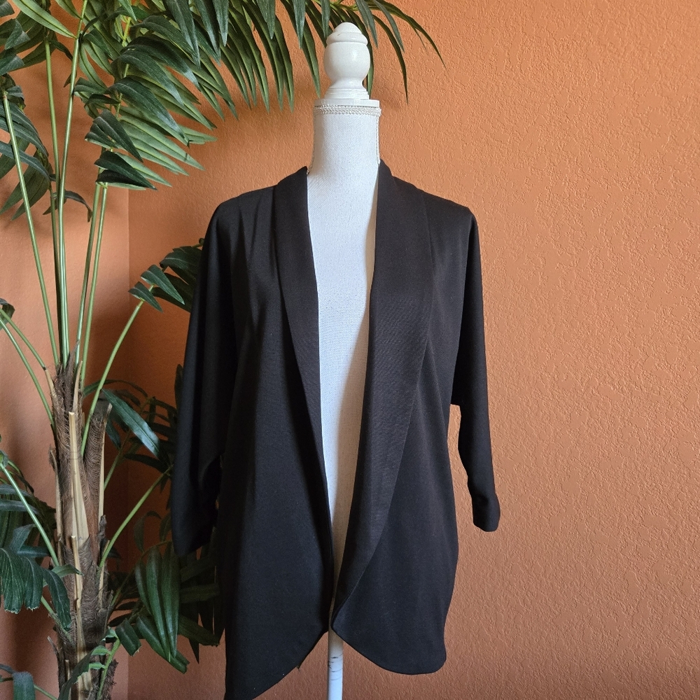 3/$25 Premise Studio Open Front Cardigan Blazer Relaxed Fit Large Black